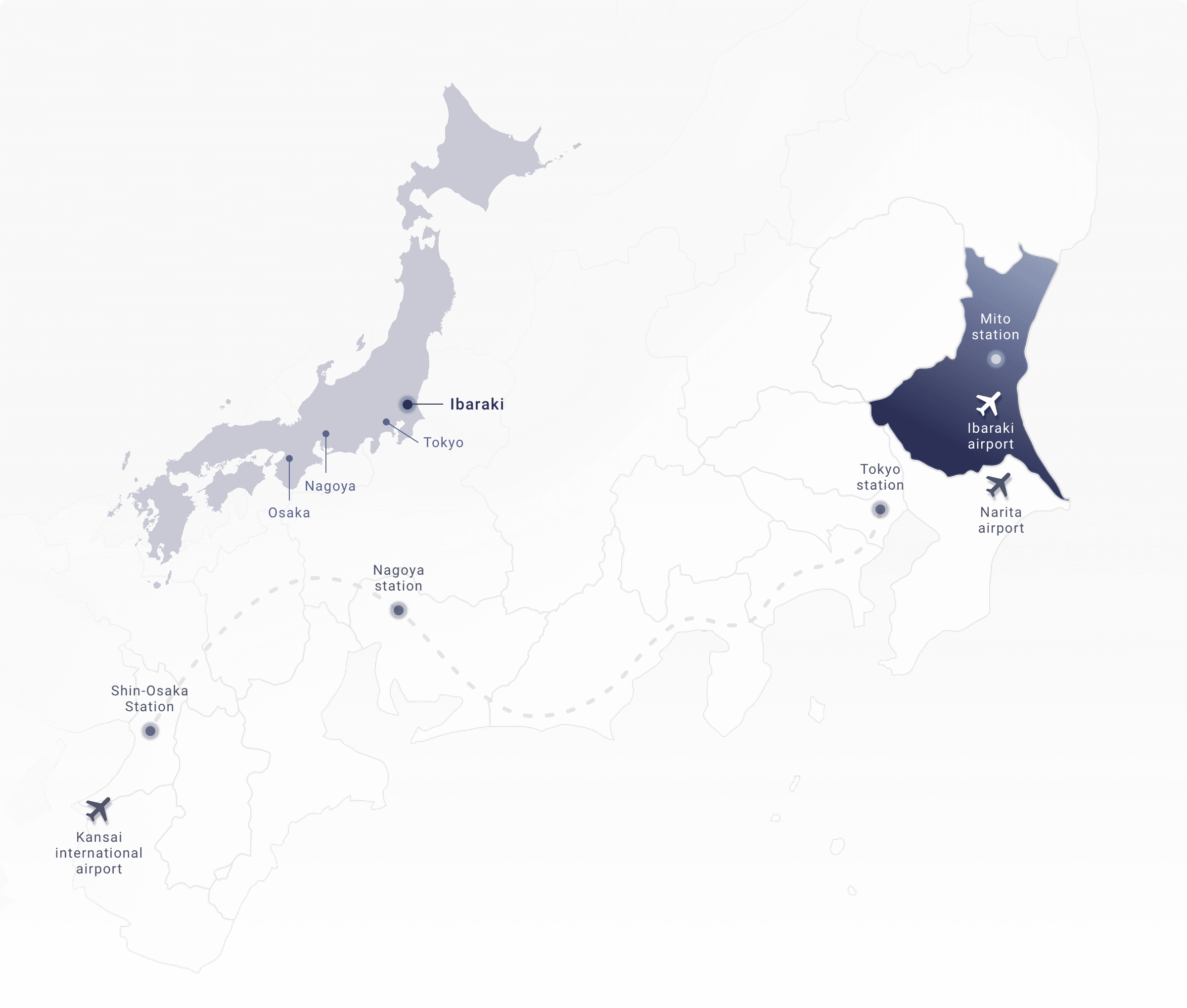 map of Japan and map of Ibaraki prefecture